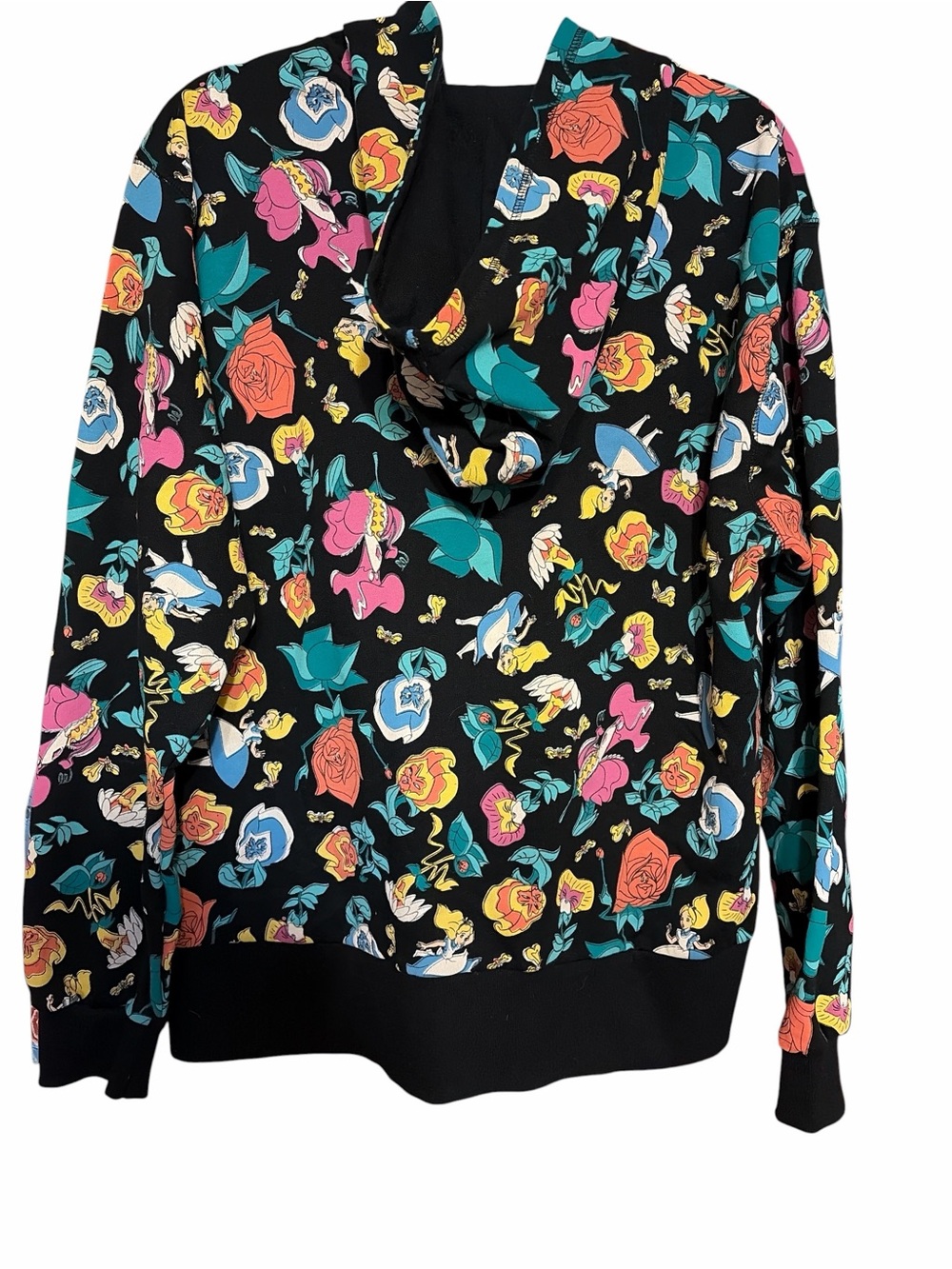 Disney Black Alice in Wonderland Floral Zip Hoodie Jacket - Picture 5 of 7